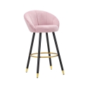Sgabello bar cucina in velluto e gambe in legno nero e dorato h80cm Prague 