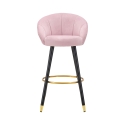 Sgabello bar cucina in velluto e gambe in legno nero e dorato h80cm Prague 