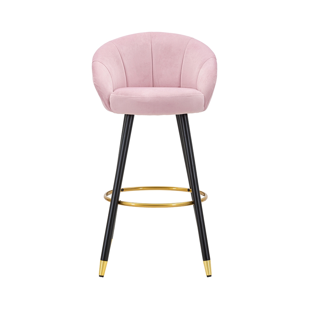 Sgabello bar cucina in velluto e gambe in legno nero e dorato h80cm Prague 