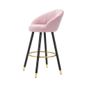 Sgabello bar cucina in velluto e gambe in legno nero e dorato h80cm Prague 