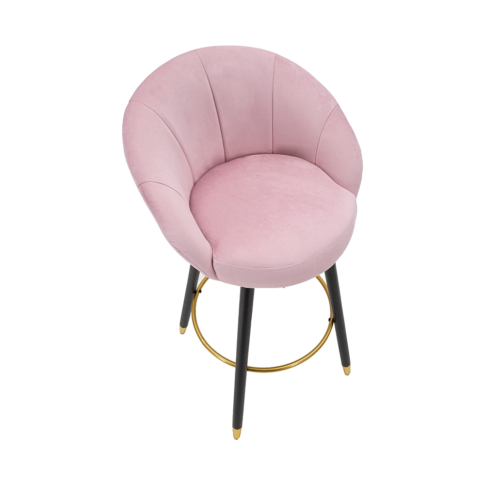 Sgabello bar cucina in velluto e gambe in legno nero e dorato h80cm Prague 