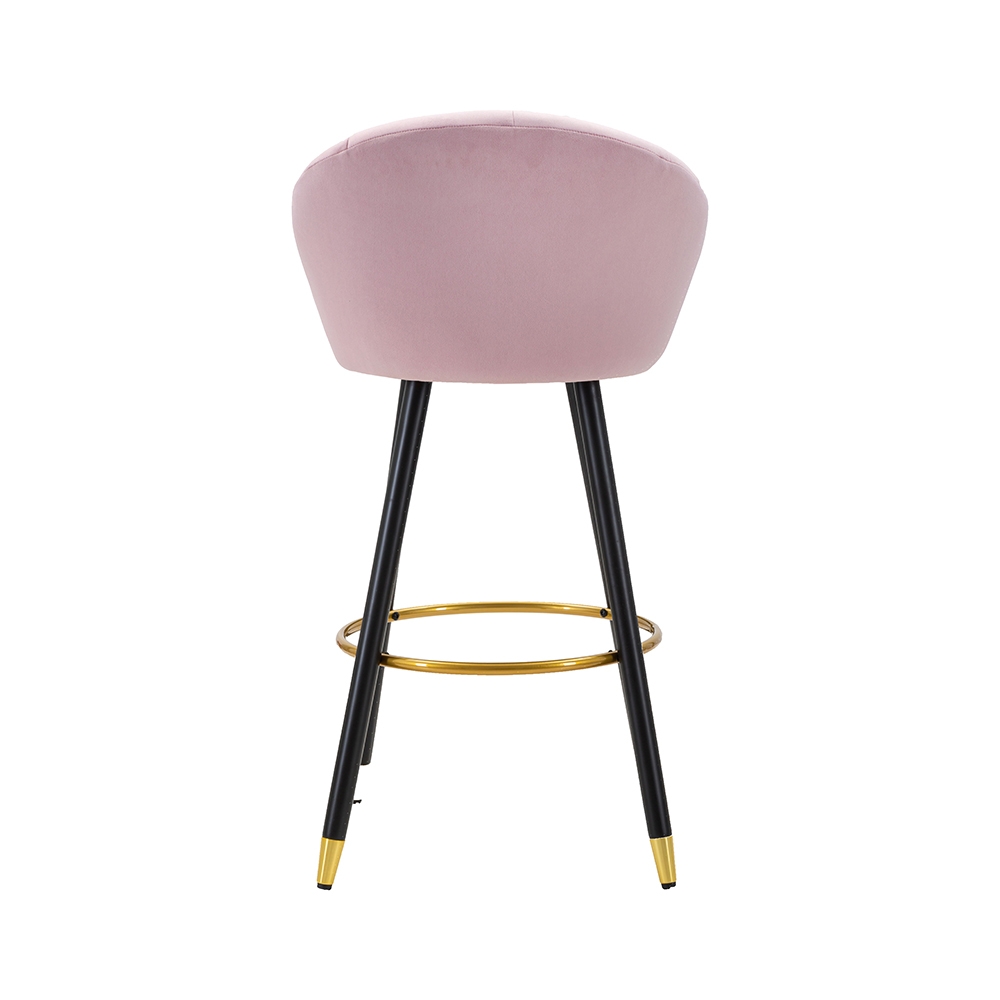 Sgabello bar cucina in velluto e gambe in legno nero e dorato h80cm Prague 