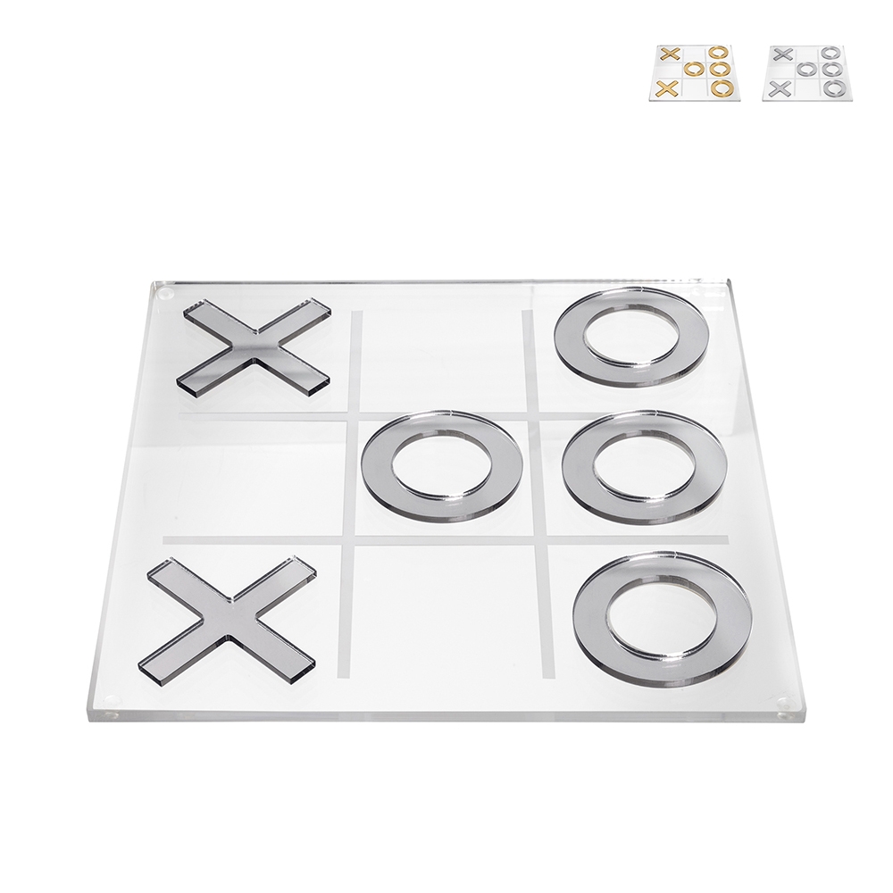 Filetto gioco Tris in plexiglass trasparente Fila 3 Gioco Gold Silver Offerta