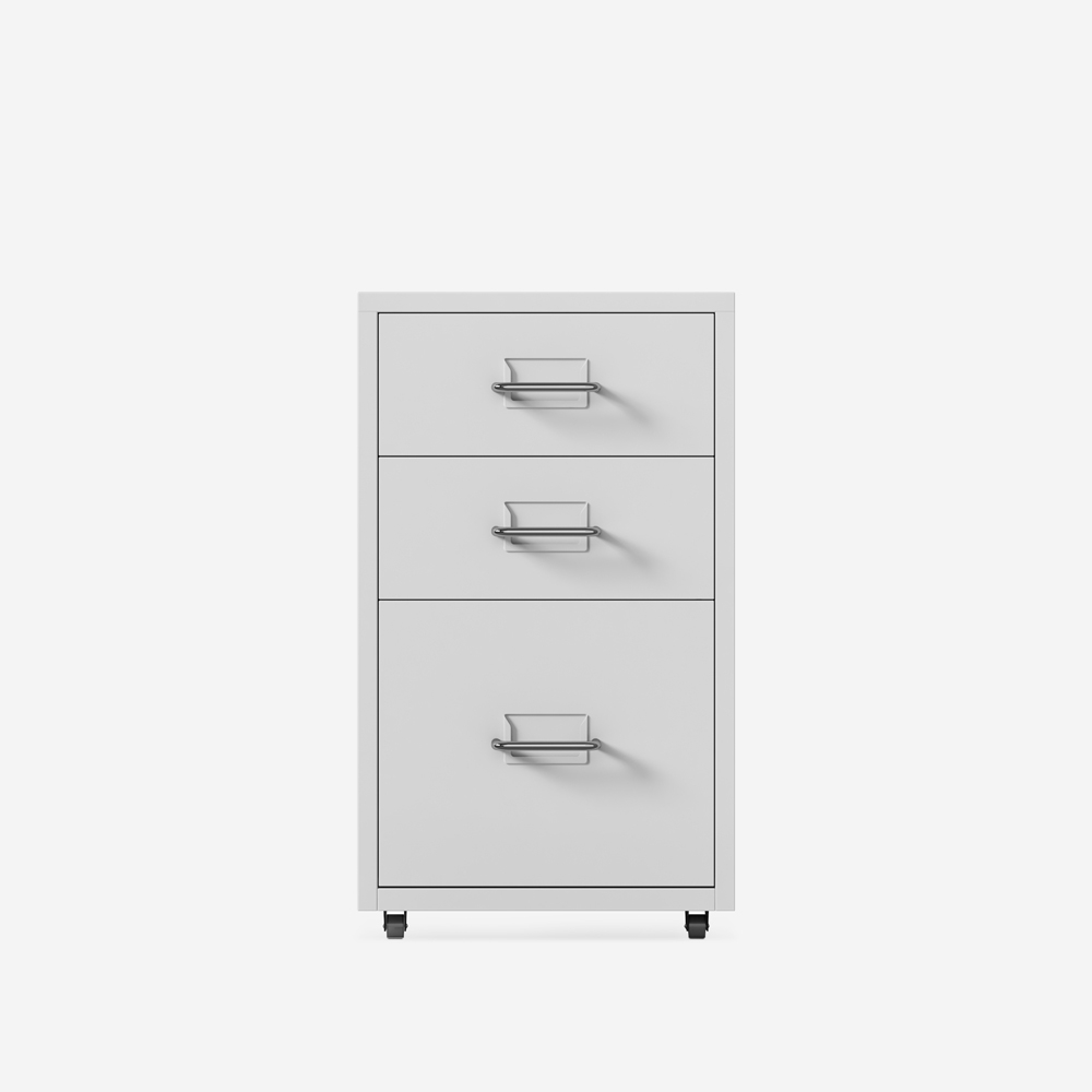 Commode de bureau mobile en métal blanc 3 tiroirs et roulettes Layt M Vente