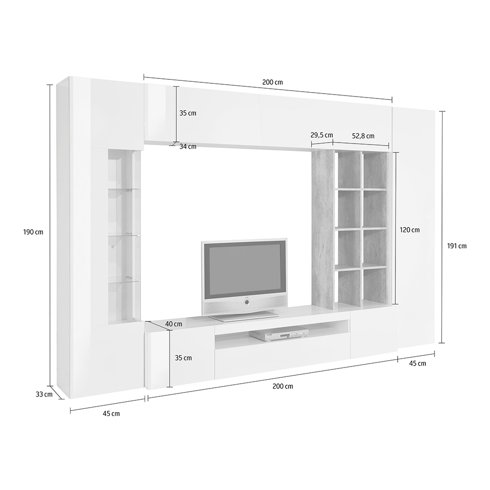 Mueble modular para sala de estar moderna con vitrina y librería Egypt WT Catálogo