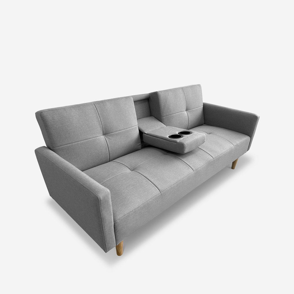 Schlafsofa 2-Sitzer nordischer Stil mit Armlehne Getränkehalter Donum Rabatte