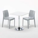 Weiß Quadratisch Tisch und 2 Stühle Farbiges Polypropylen-Innenmastenset Grand Soleil Ice Cocktail 