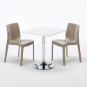 Weiß Quadratisch Tisch und 2 Stühle Farbiges Polypropylen-Innenmastenset Grand Soleil Ice Cocktail 