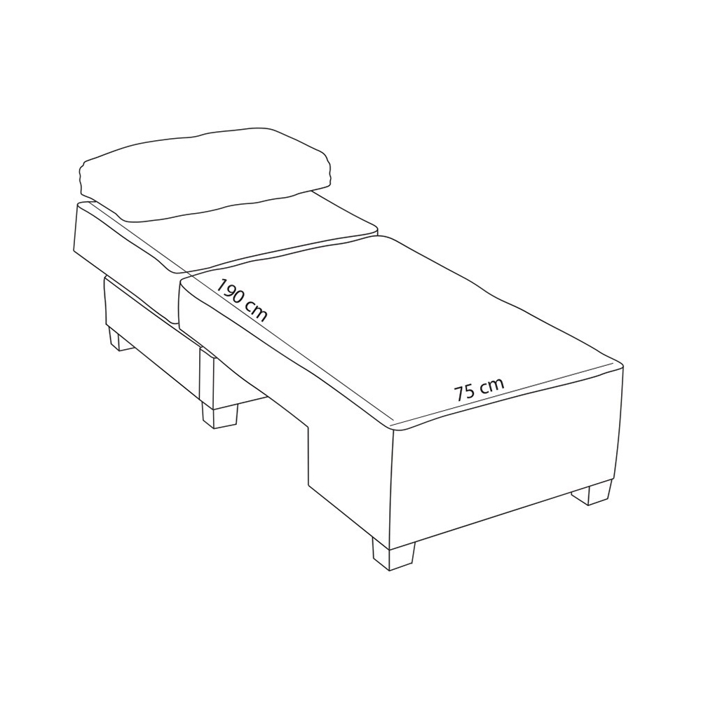 Chaise longue lit pliable en lin Betty côté gauche 