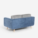 Sofa 2-Sitzer aus zweifarbigem grauem und blauem Stoff mit Wechselkissen Biko Rabatte