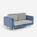 Sofá de 2 plazas de tela bicolor gris y azul con cojines reversibles Biko Promoción