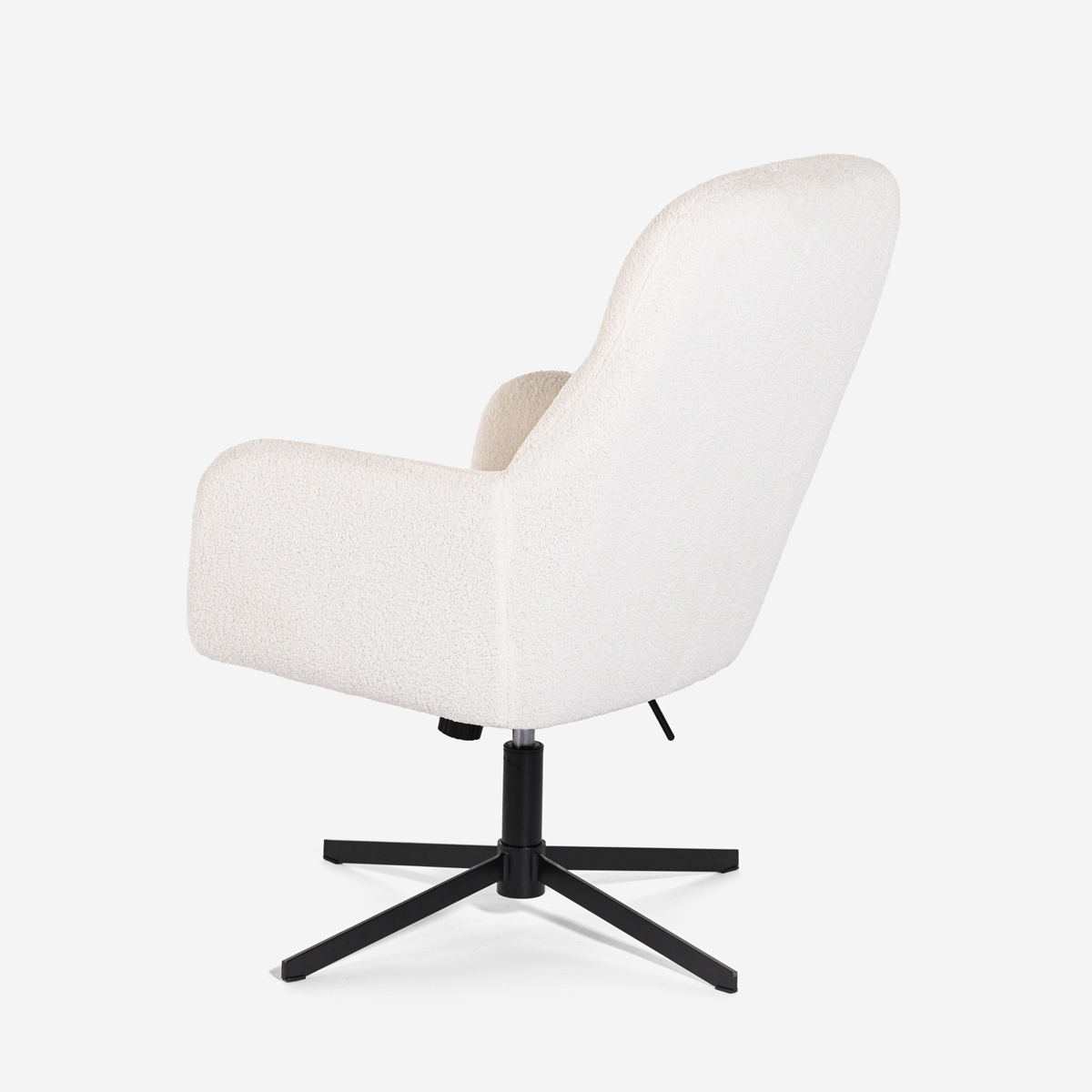 Fauteuil avec repose-pieds en bouclé blanc pour salon bureau Shiro Remises