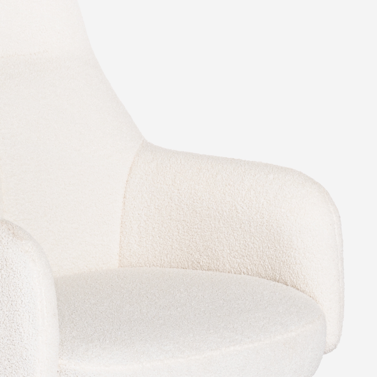 Fauteuil avec repose-pieds en bouclé blanc pour salon bureau Shiro Réductions