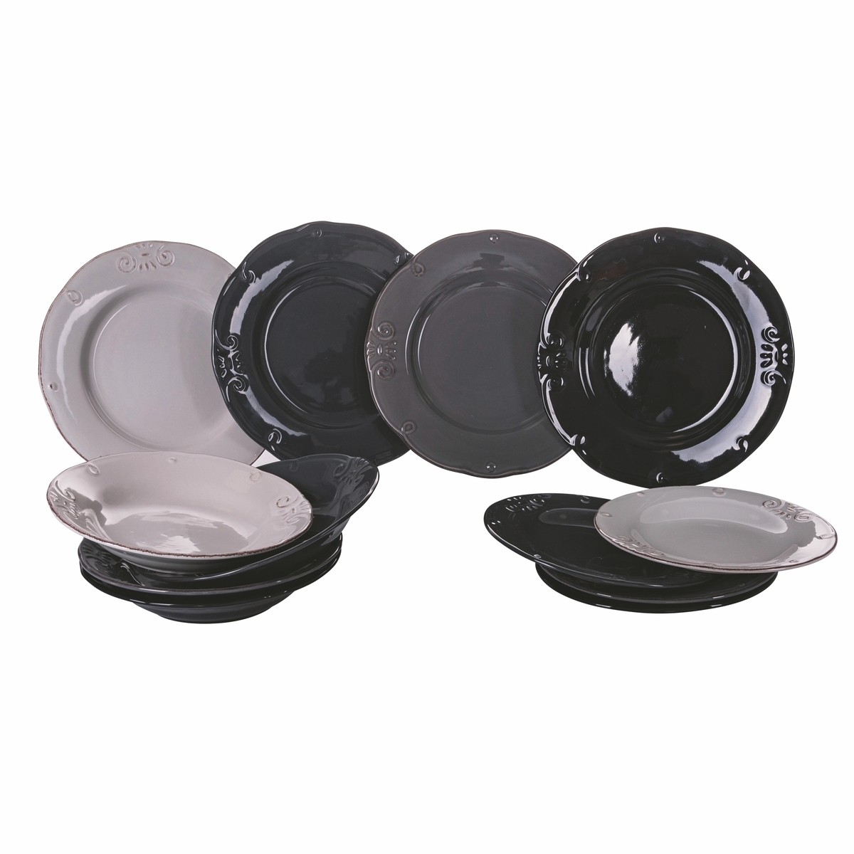 IBILI Service De Table Provence 12 Pièces – Porcelaine 4 Personnes – Assiettes Creuses, Plates & Desserts