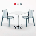 Mesa Cuadrada Blanca 70x70 cm y Sillas De Colores Transparentes Femme Fatale Demon Promoción
