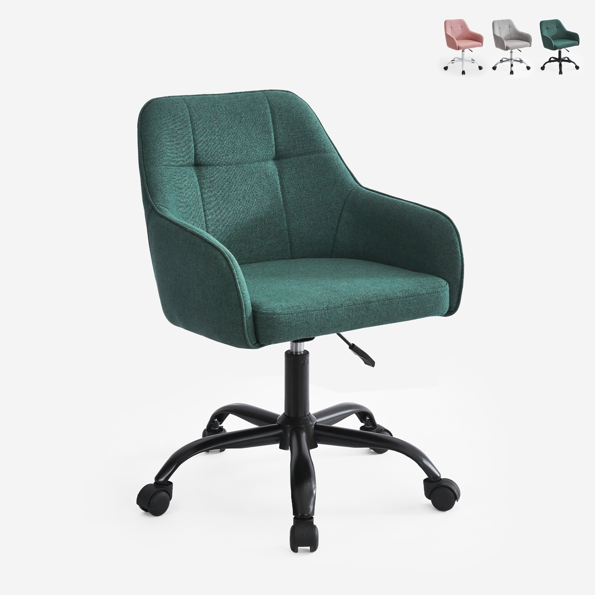 Chaise de bureau pivotante avec accoudoirs et hauteur réglable Kirma Offre
