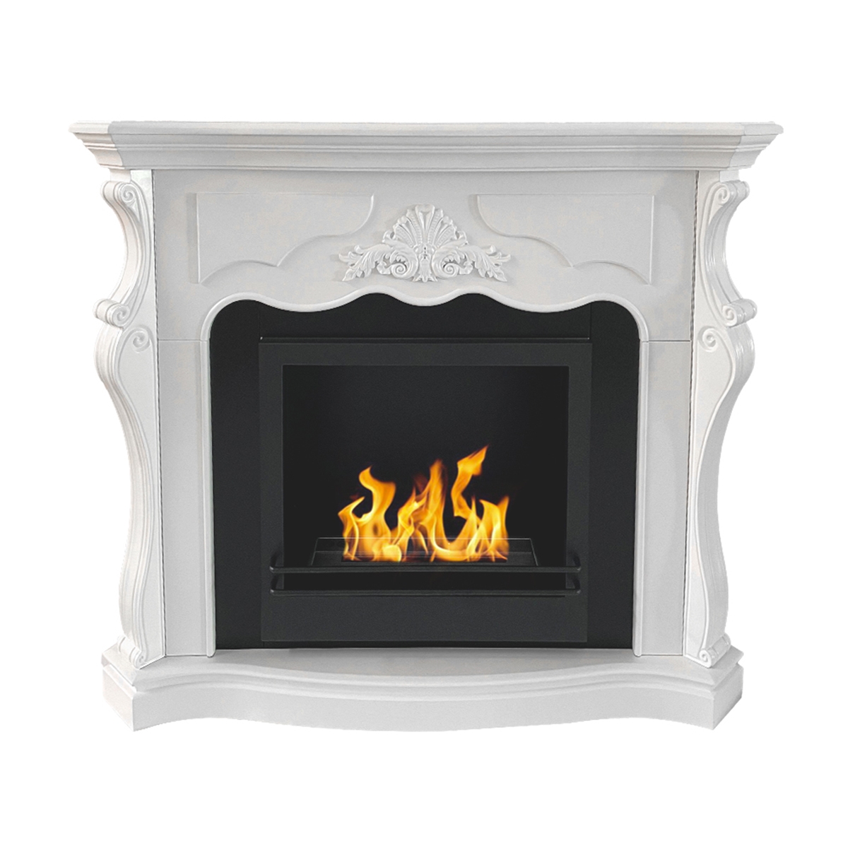 Chimenea de bioetanol de suelo con marco blanco clásico Parigi Oferta