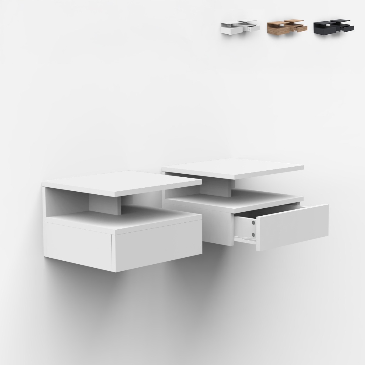 2 tables de chevet murales suspendues avec tiroir chambre Alabastro Offre