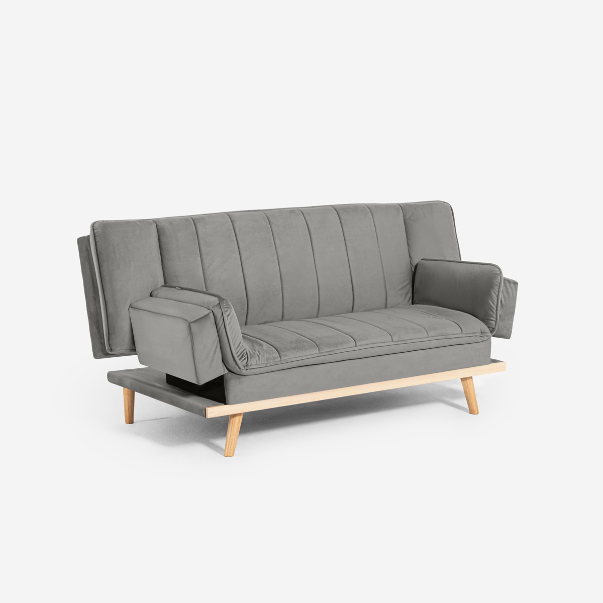 Schlafsofa 2-Sitzer mit verstellbarer Rückenlehne aus Samtstoff Skata Kauf