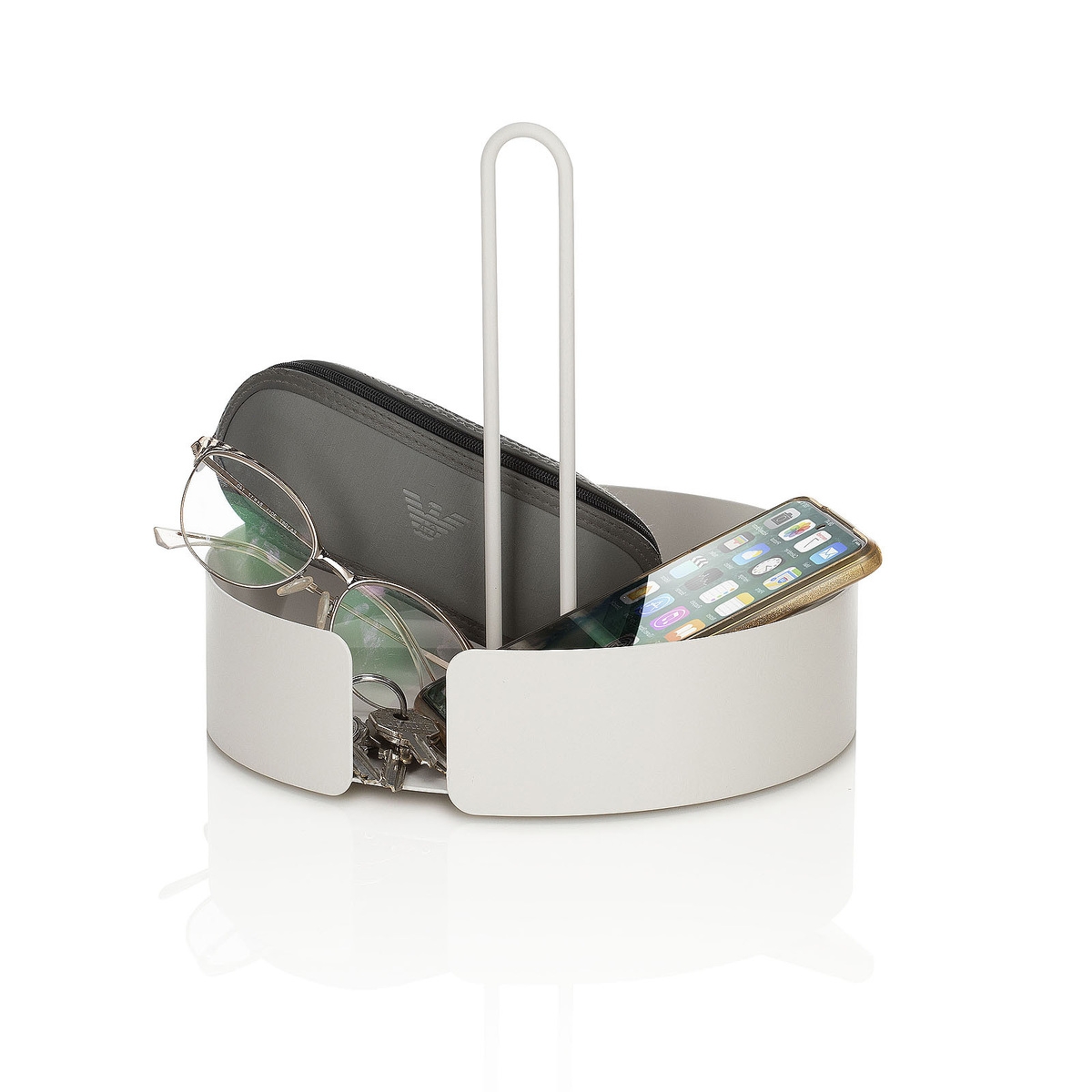 Plateau rond porte-objets en métal blanc Joko Offre