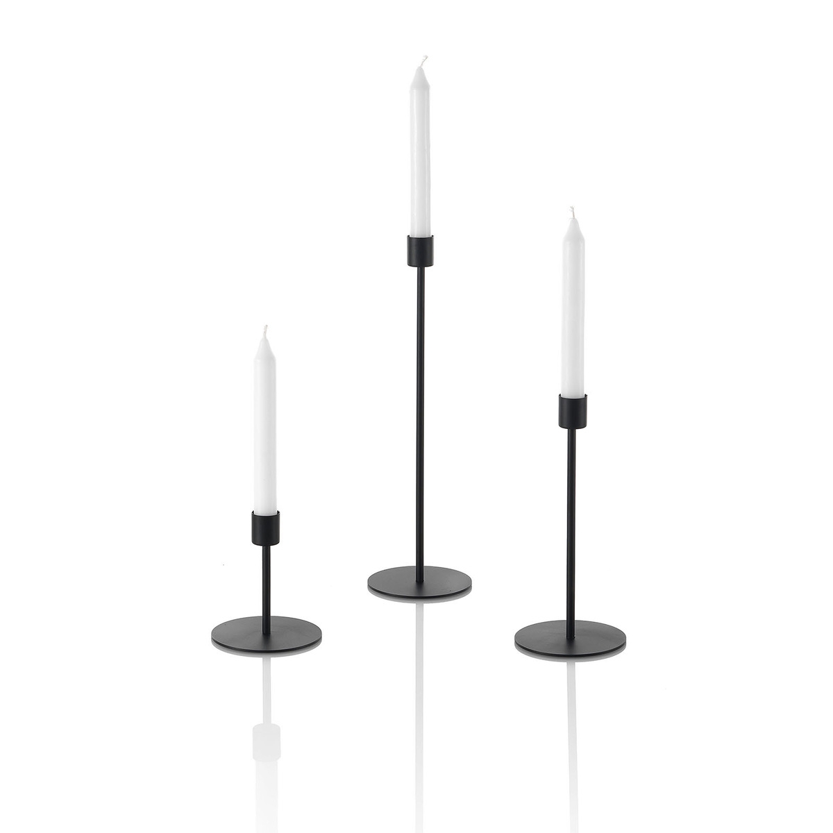 Set de 3 porte-bougies en métal noir style zen minimaliste Vente