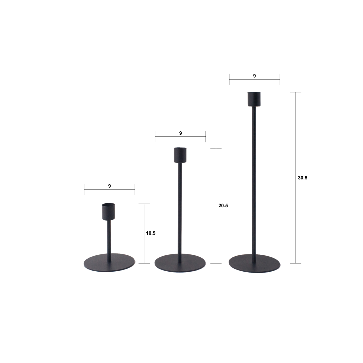 Set de 3 porte-bougies en métal noir style zen minimaliste Offre