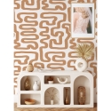 Papier peint adhésif design géométrique Abstrait Blanc et Noisette Offre