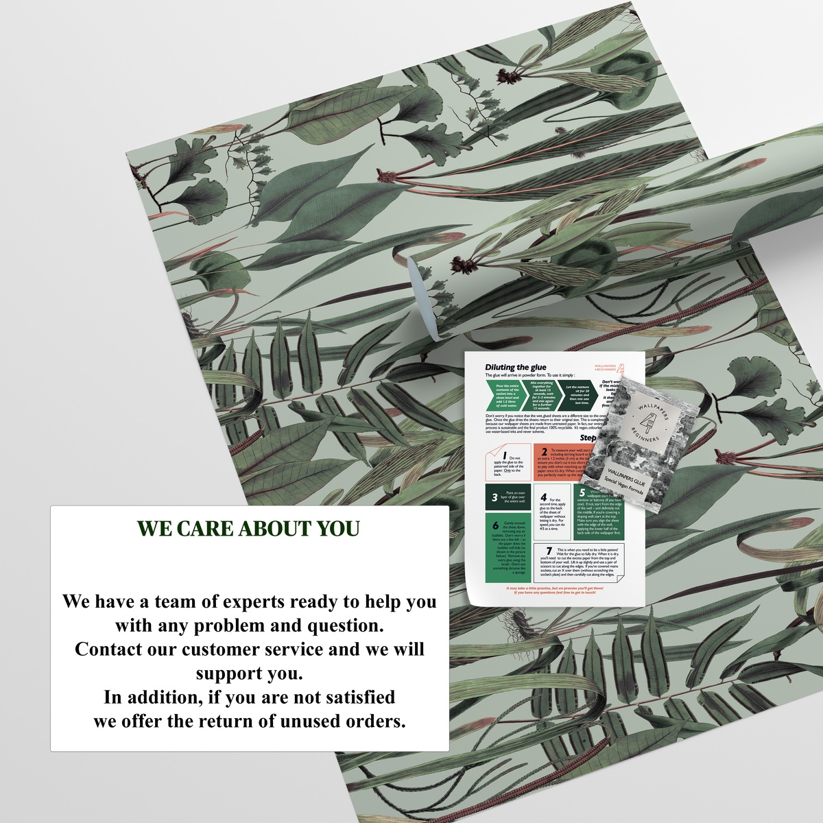 Papier peint salon avec plantes et feuilles jungle Botanica Verde Choix