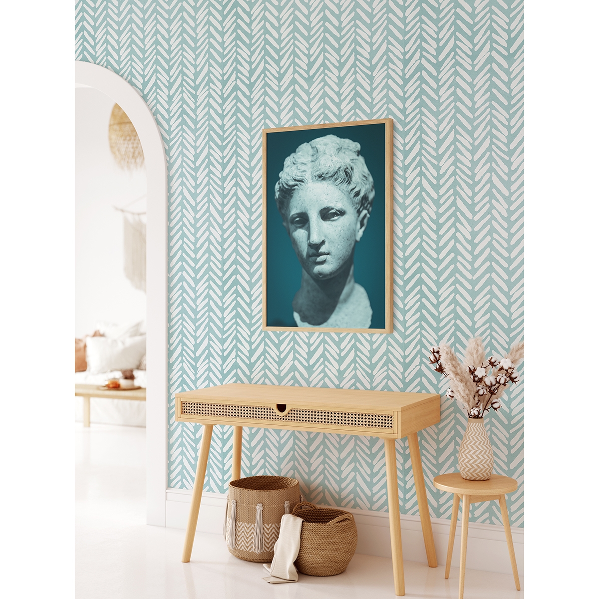 Papier peint vintage artistique pour salon chambre Géometrica Azzurra Offre