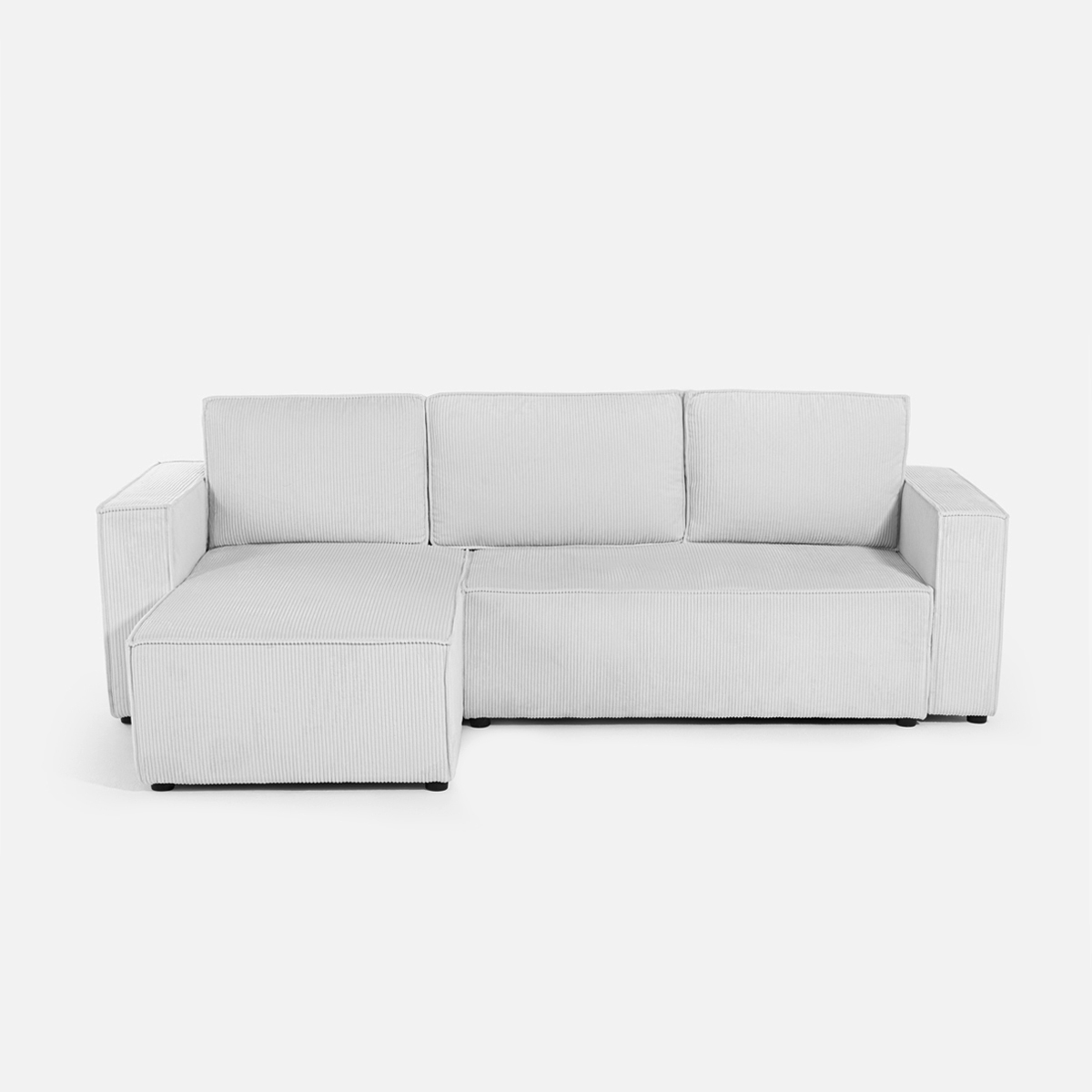 Ecksofa mit Halbinsel und ausziehbarem Bett in Rippenstoff Leka 
