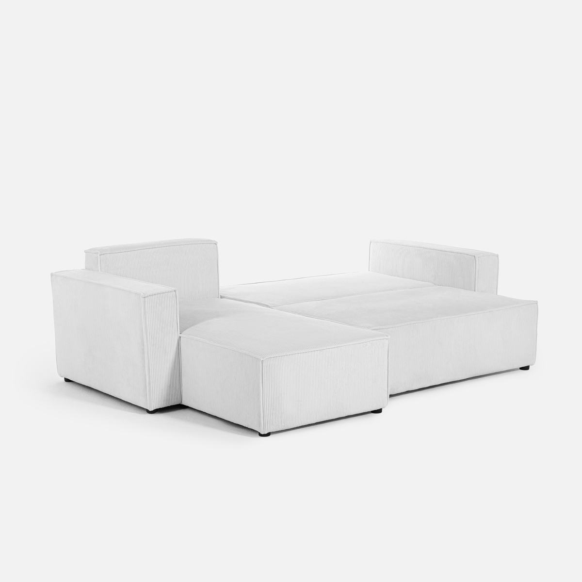 Ecksofa mit Halbinsel und ausziehbarem Bett in Rippenstoff Leka 