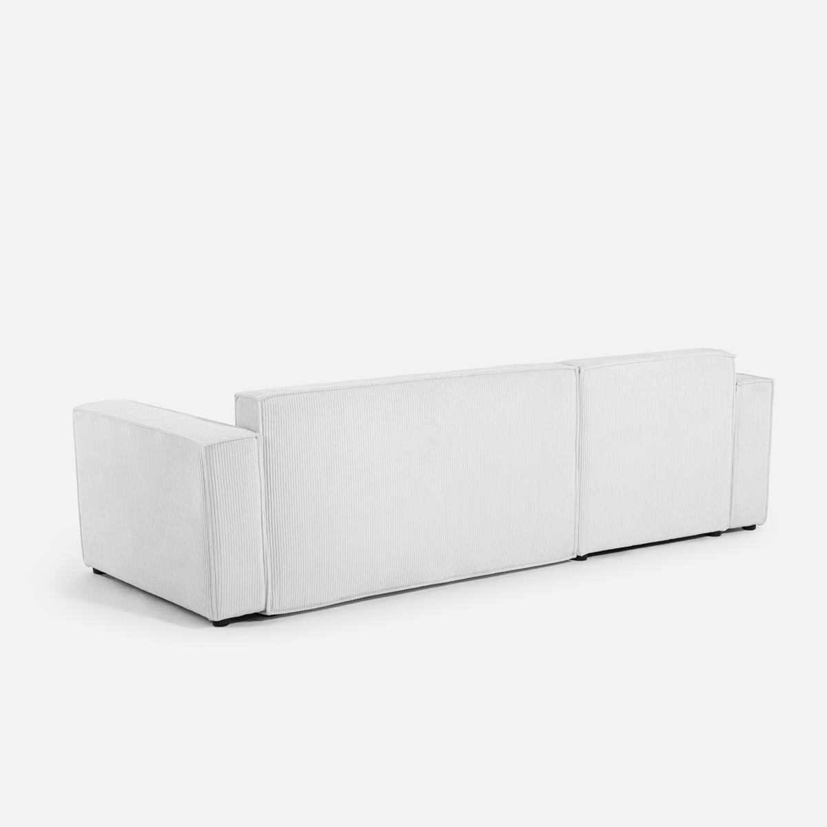 Ecksofa mit Halbinsel und ausziehbarem Bett in Rippenstoff Leka 