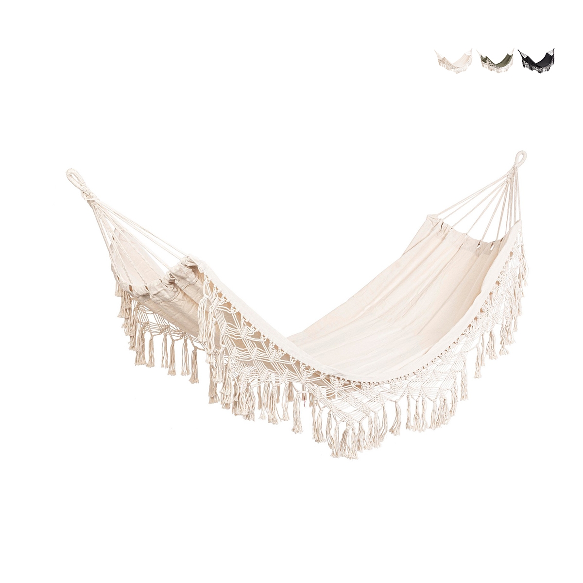 Hamaca de jardín de algodón estilo boho chic 200x100 Bizzotto Eldoris Modelo