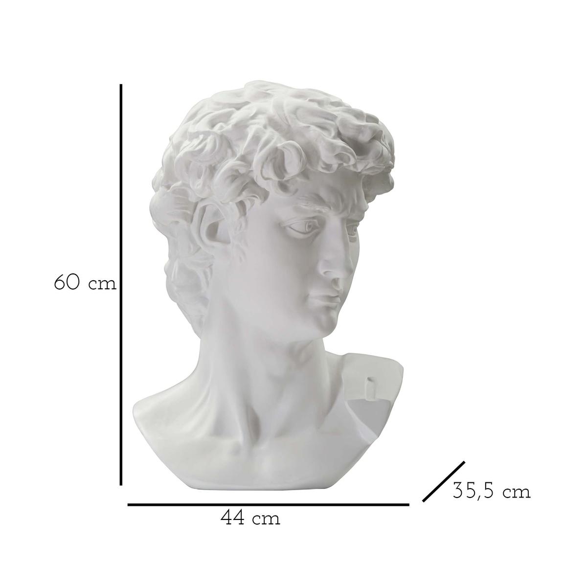 Escultura decorativa cabeza de hombre en resina 44x35,5x60 cm David 