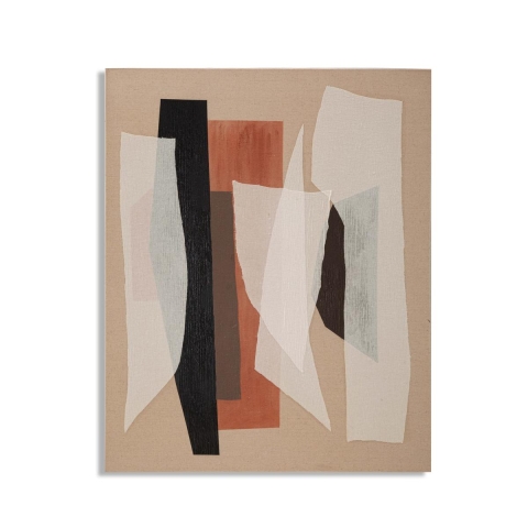 Cuadro abstracto pintado en lienzo geométrico boho chic 100x80 cm Naruk Promoción