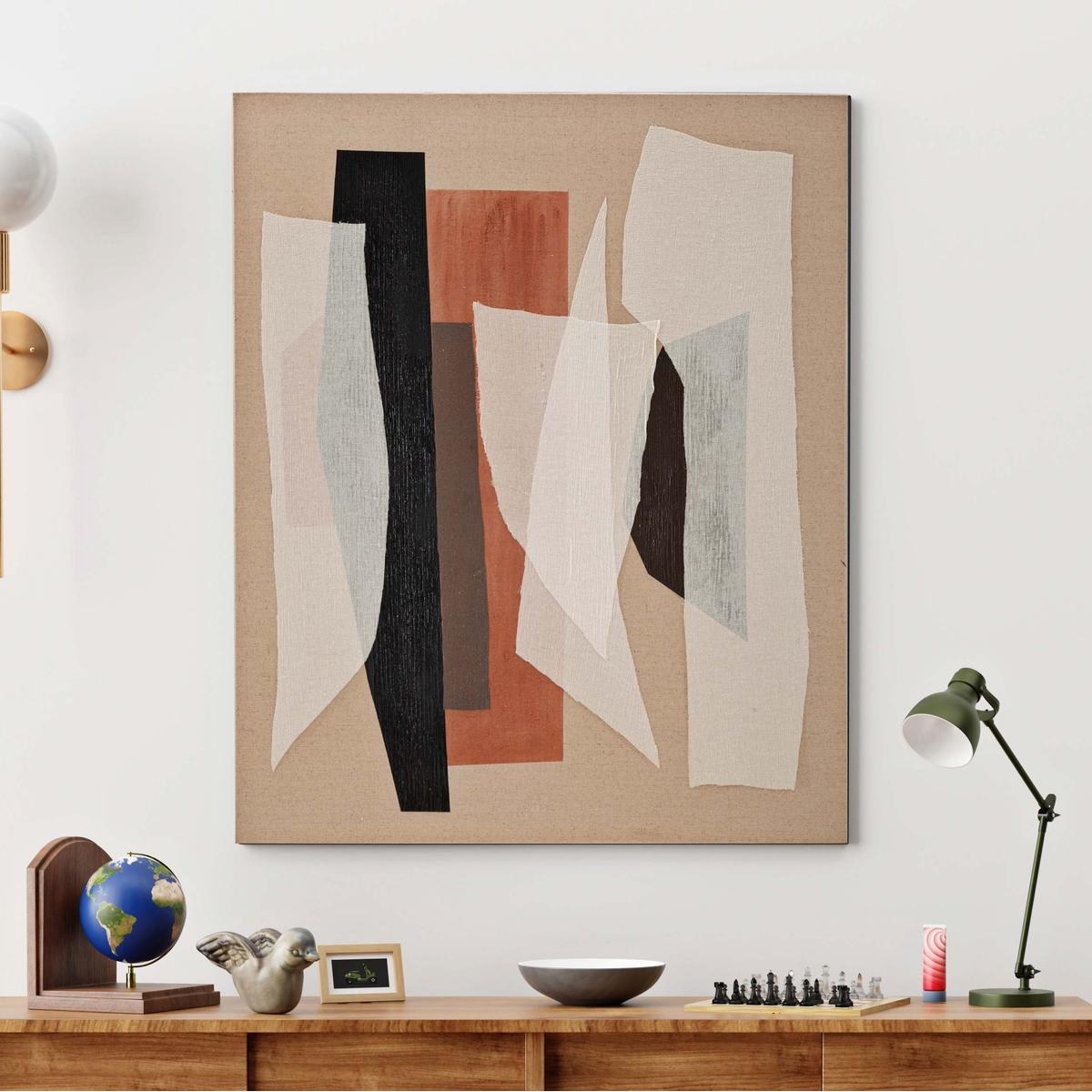 Cuadro abstracto pintado en lienzo geométrico boho chic 100x80 cm Naruk Venta
