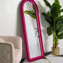 Specchio da parete con cornice ad arco in tessuto 160x60x4 cm Cloe Vendita