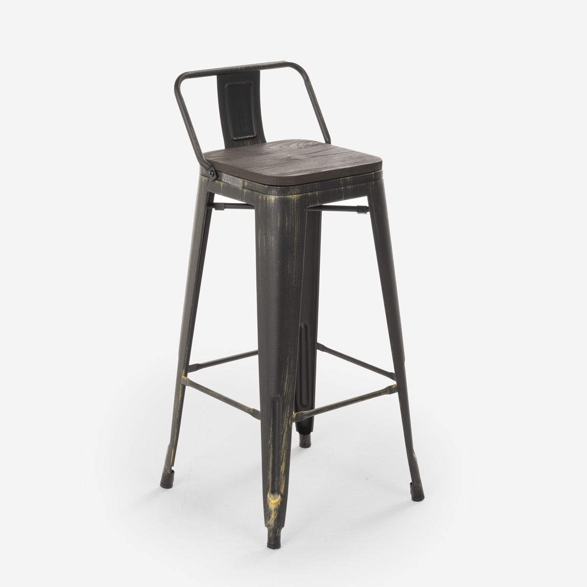 tabouret design industriel métal bois vintage style brush top 78 cm 