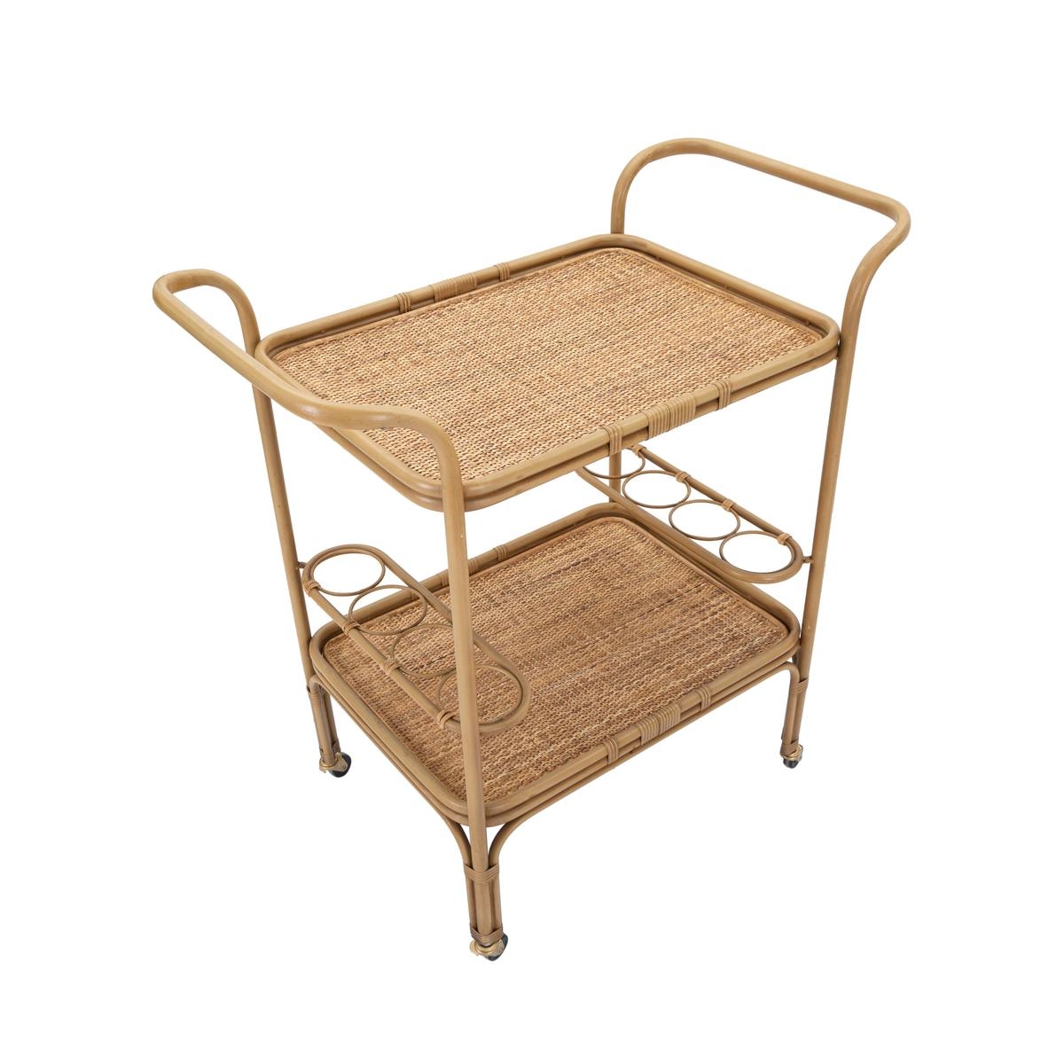 Servierwagen aus Metall und Rattan mit Flaschenhalter Panama Angebot