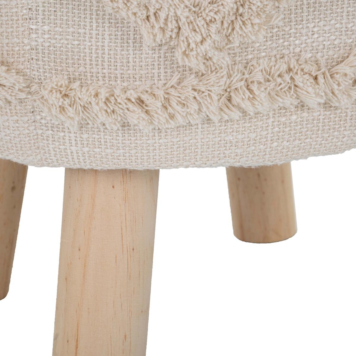 Runder, gepolsterter Hocker aus Stoff mit Holzbeinen Damasco Katalog