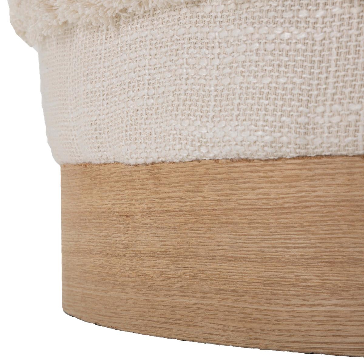 Runder Pouf aus gepolstertem Stoff mit Holzfuß 40x40 Damasco Angebot