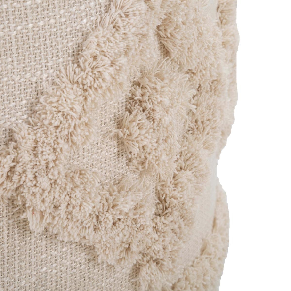 Runder Pouf aus gepolstertem Stoff mit Holzfuß 40x40 Damasco Sales