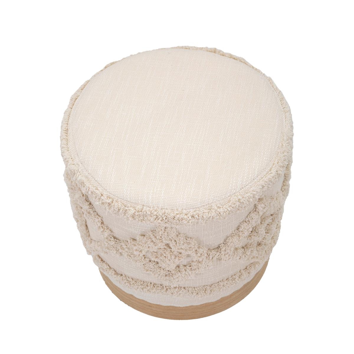 Pouf rotondo in tessuto imbottito con base in legno 40x40 Damasco Sconti
