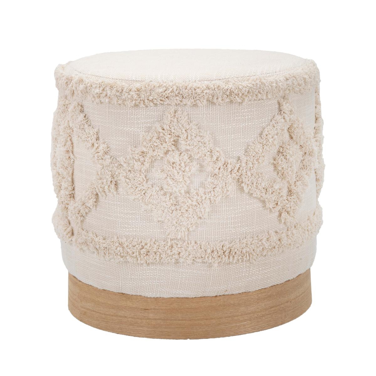 Runder Pouf aus gepolstertem Stoff mit Holzfuß 40x40 Damasco Aktion