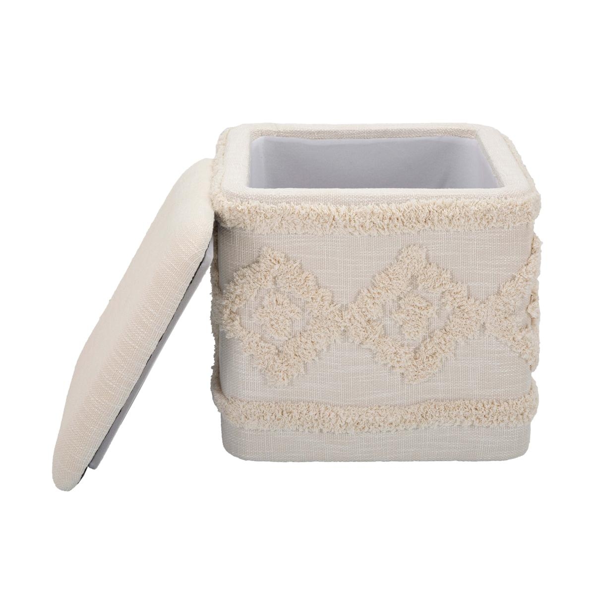 Puf cuadrado con almacenamiento en tela acolchada 40x40cm Damasco Oferta