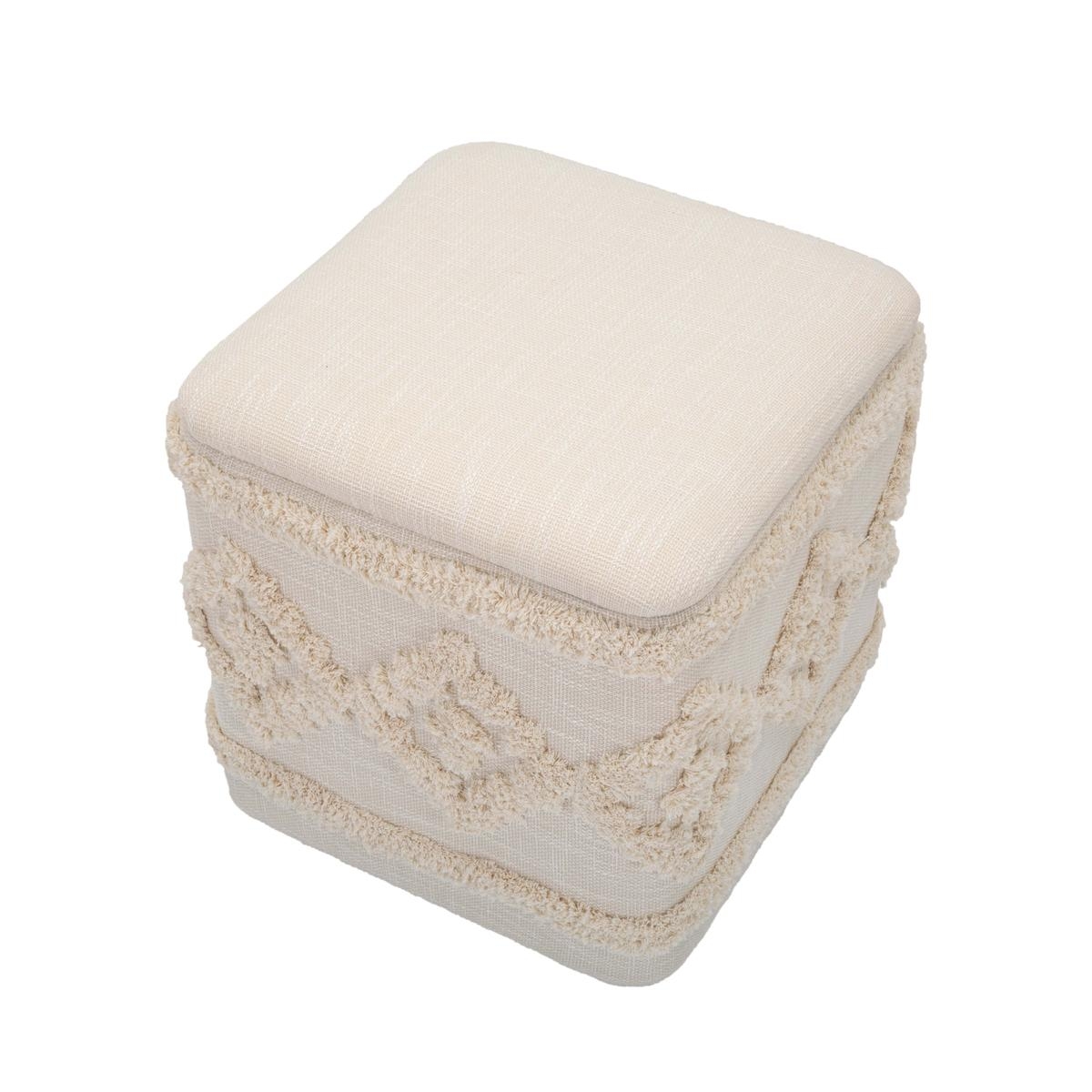 Pouf carré avec rangement en tissu rembourré 40x40cm Damasco Catalogue