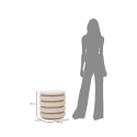Boho-Chic runder Aufbewahrungspouf aus Holz und Stoff Damasco Line Lagerbestand