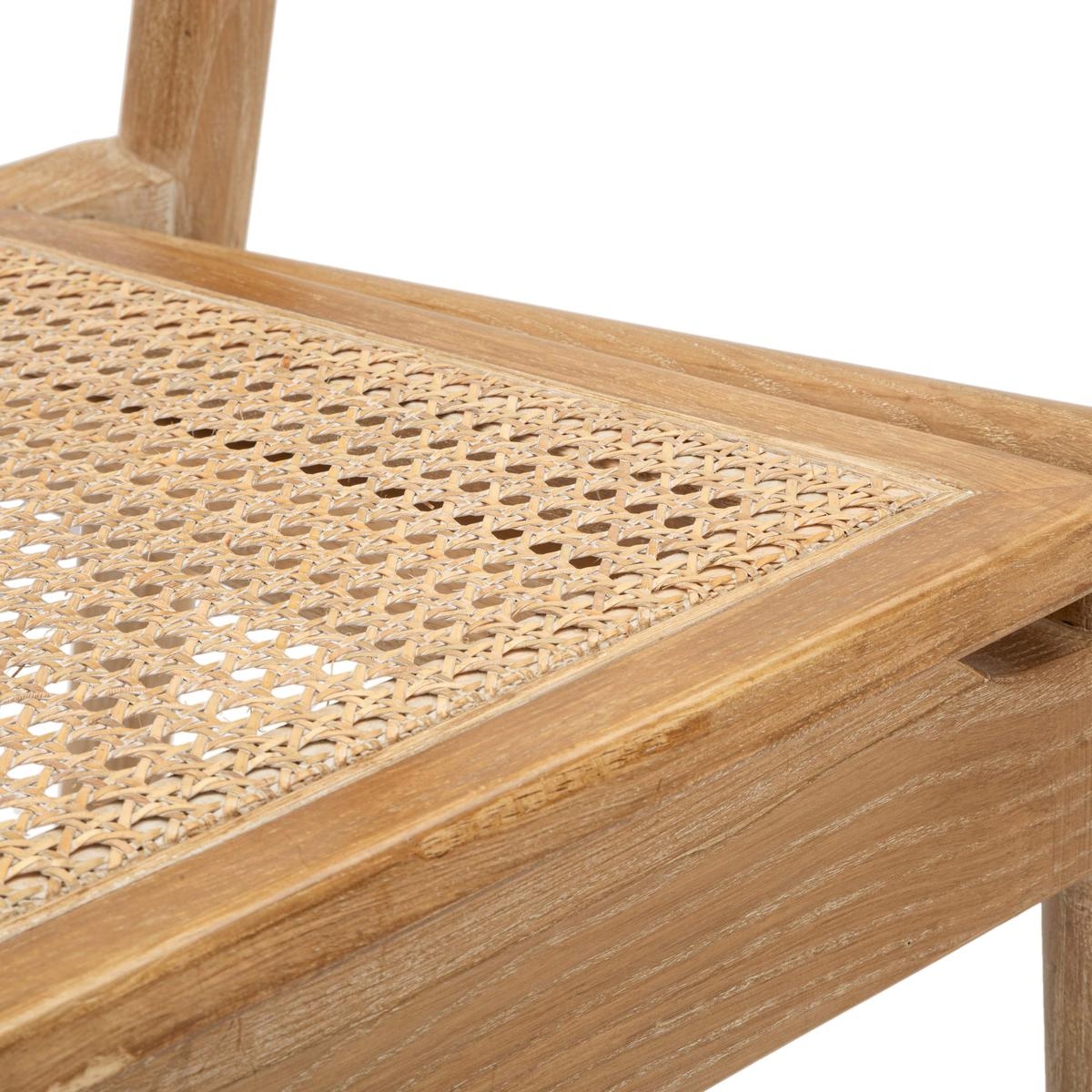 2er-Set Küchenstühle aus Holz mit geflochtener Rattan-Rückenlehne Japan Modell