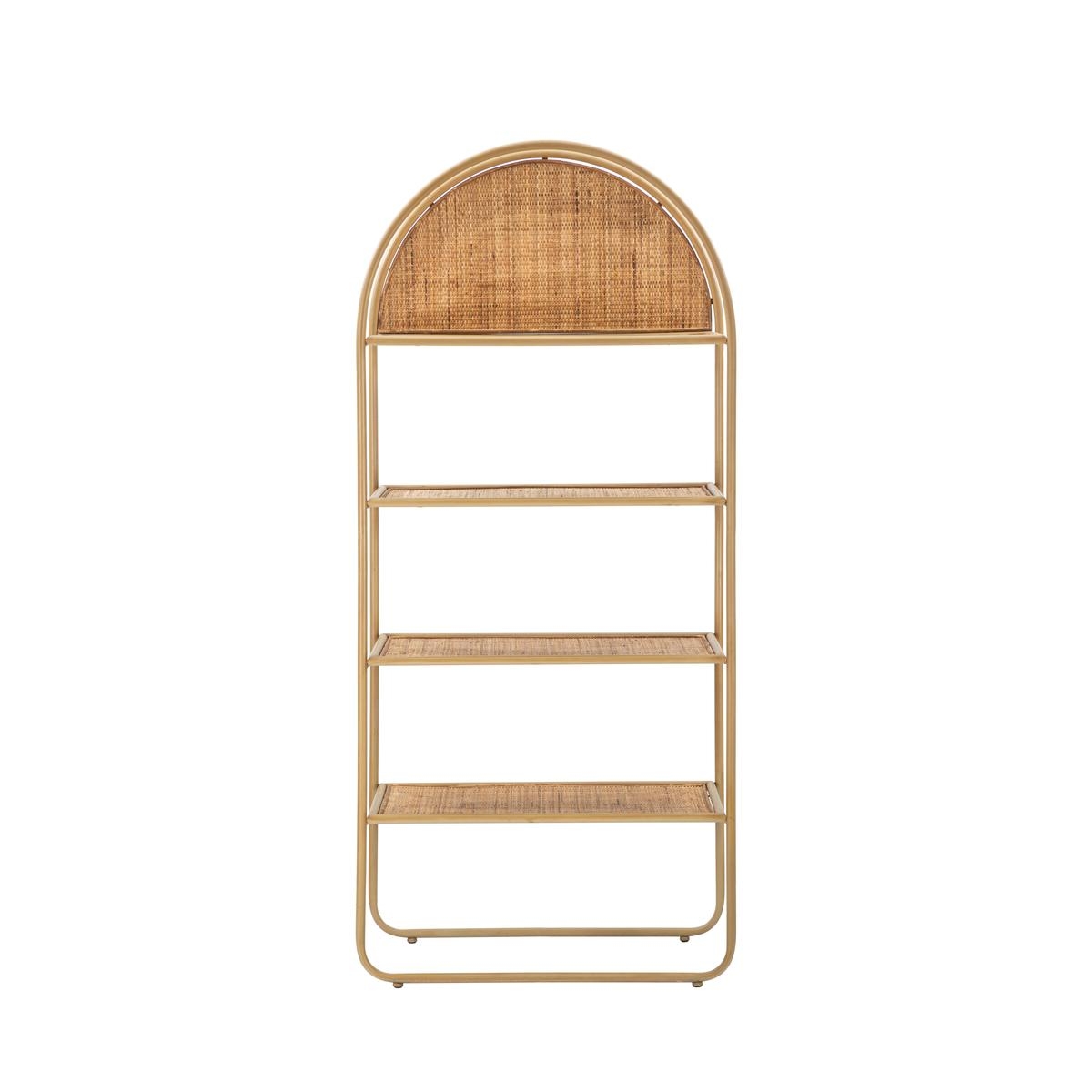 Libreria a parete in metallo e rattan 4 scaffali Panama Round Offerta