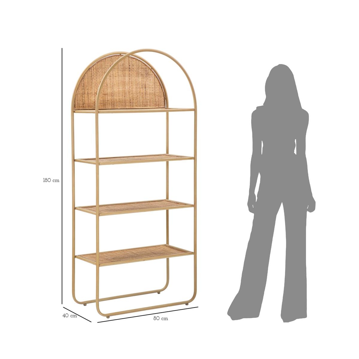 Libreria a parete in metallo e rattan 4 scaffali Panama Round Scelta